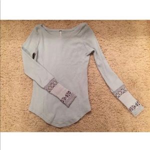 Free People Thermal Cuff Henley Top